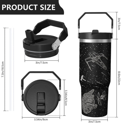 1pc Movie 30oz Tumbler with Straw & Handle - Insulated Stainless Steel Cup | Holiday Gift for Man Women (Christmas, Valentine's, Birthday)