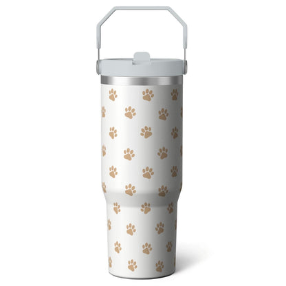 1pc Black and white grid 30oz Tumbler with Straw & Handle - Reusable Stainless Steel Cup
