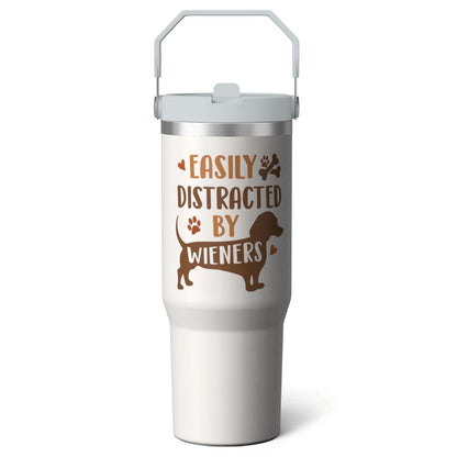 1pc Bow 30oz Tumbler with Straw & Handle - Insulated Stainless - Reusable Stainless Steel Cup
