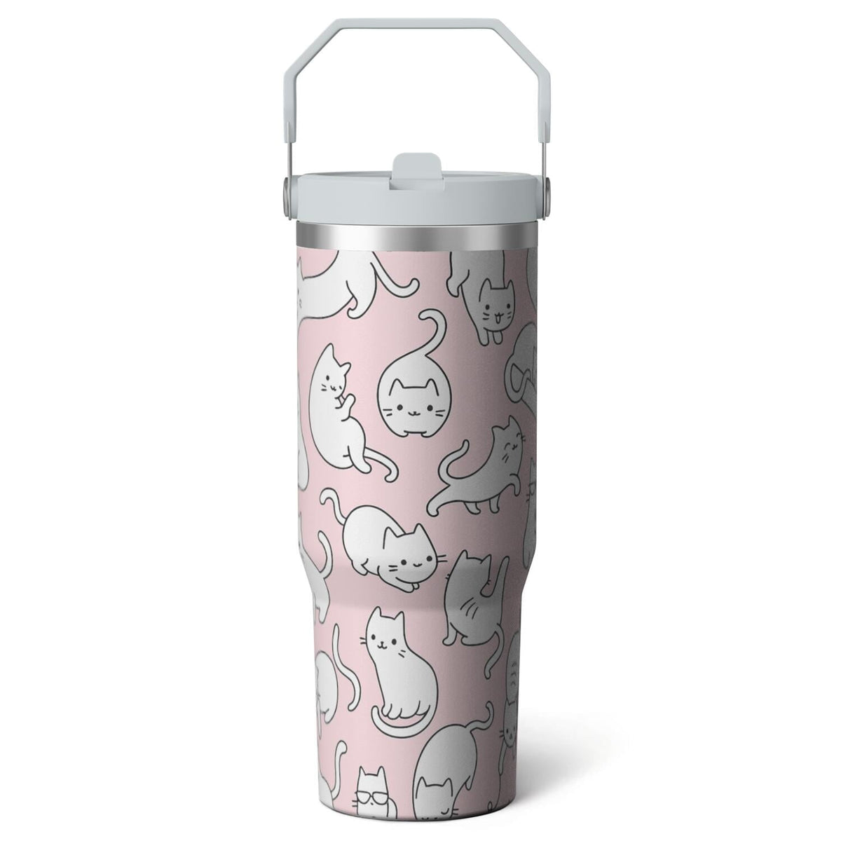 1pc Halloween Bat 30oz Tumbler with Straw & Handle - Insulated - Reusable Stainless Steel Cup