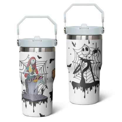 20oz Halloween Nightmare Before Stainless Steel Tumbler with Lid and Straw,Spill - Reusable Stainless Steel Cup