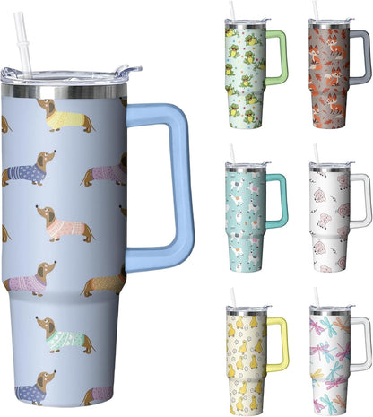 30 oz Duck Tumbler with Handle and Straw, Insulated Stainless Steel - Insulated Travel Coffee Mug