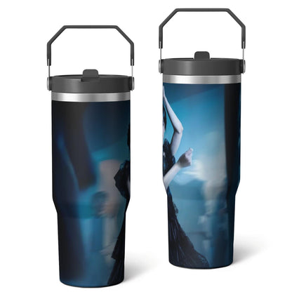 30oz Wednesday Girl Stainless Steel Tumbler with Lid and Straw,Wednesday Stuff - Reusable Stainless Steel Cup