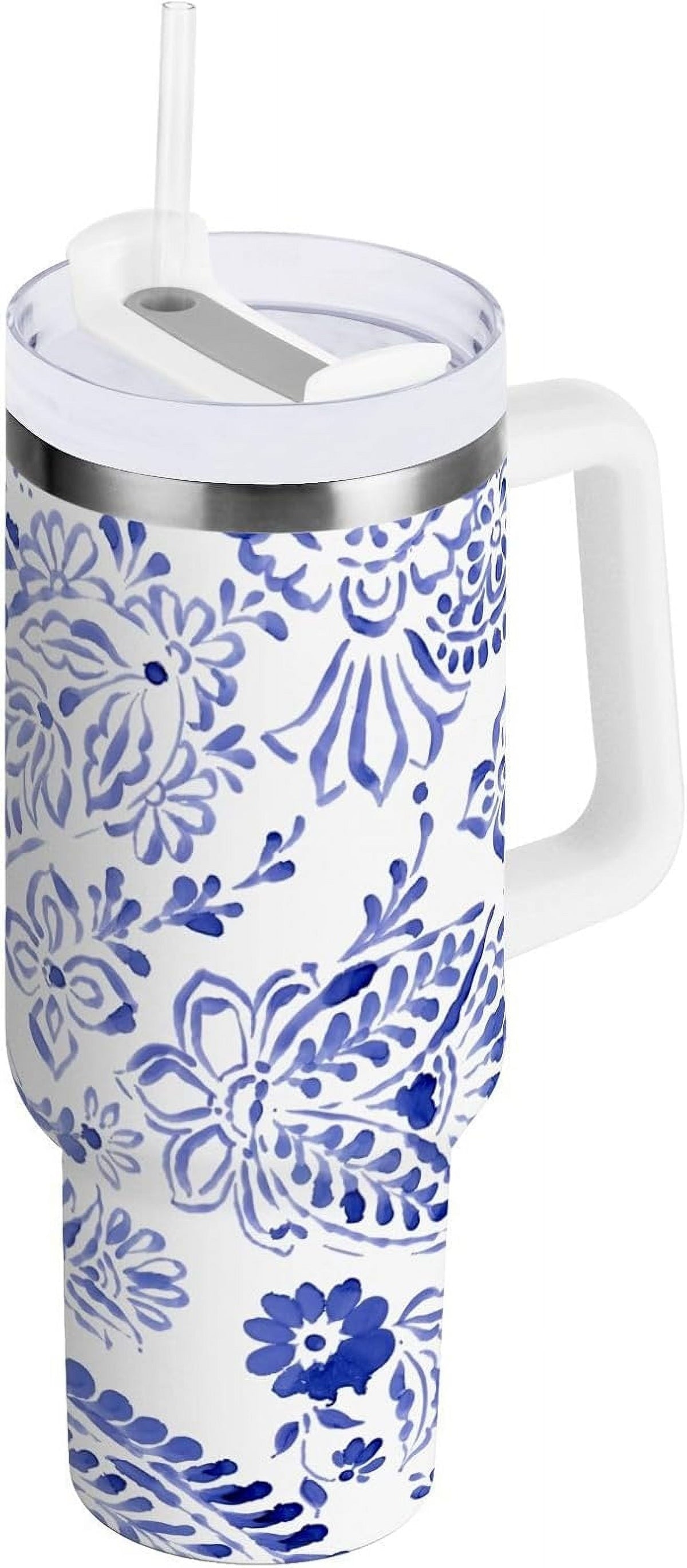 40 oz Tumbler with Handle Lid and Straw Insulated Water Tumbler - Insulated Travel Coffee Mug