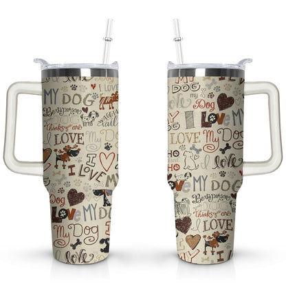 Gift for Dog Lovers Cute Dog Tumbler for Women - 40oz - Insulated Travel Tumbler Cup