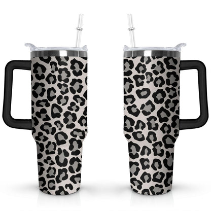 40oz Fashion Leopard Pattern Stainless Steel Flip Straw Tumbler Spill Proof - Reusable Stainless Steel Cup
