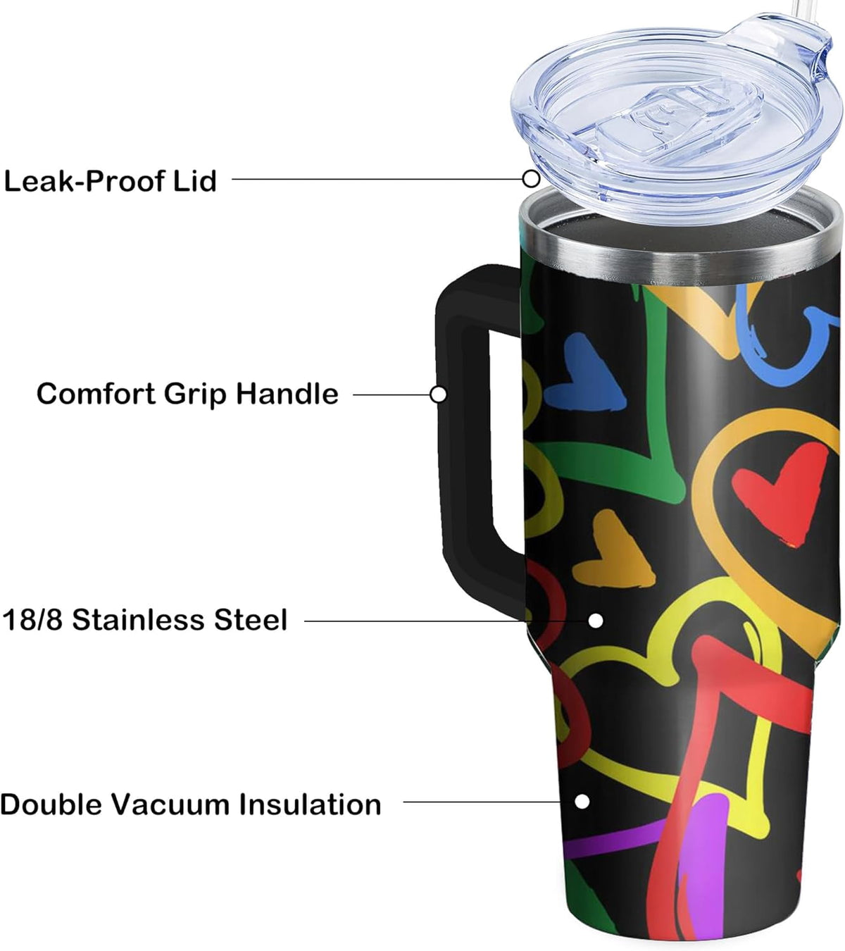 40oz Easter Bunny Tumbler with Handle and Straw, Rabbit Stainless Steel - Leakproof Insulated Water Bottle