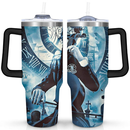 40oz Wednesday Girl Stainless Steel Tumbler with Lid and Straw,Wednesday Stuff - Reusable Stainless Steel Cup
