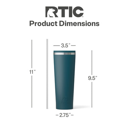 RTIC 28 oz Ceramic Lined Everyday Tumbler, Spill-Resistant Straw Lid, Marine