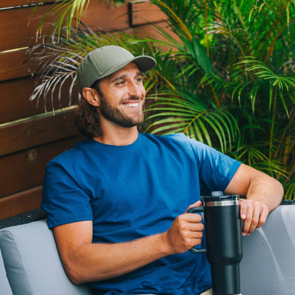 RTIC 40 oz Ceramic Lined Road Trip Tumbler with Handle and Leak-Resistant Straw Lid, Beach