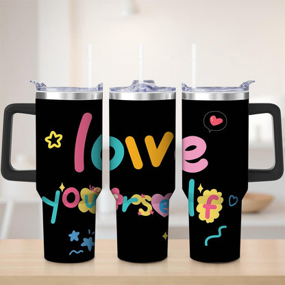Colorful Love Yourself Stainless Steel Tumbler, 30oz