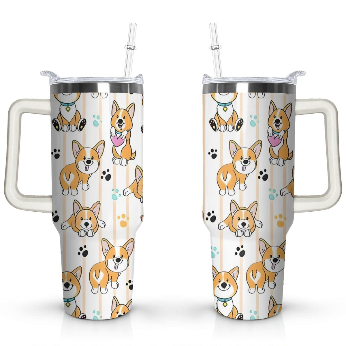 Gift for Dog Lovers Cute Dog Tumbler for Women - 40oz - Insulated Travel Tumbler Cup