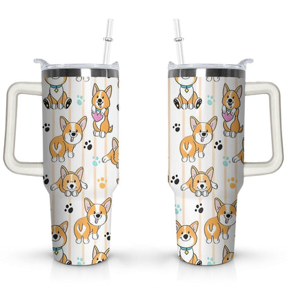 Gift for Dog Lovers Cute Dog Tumbler for Women - 40oz - Insulated Travel Tumbler Cup