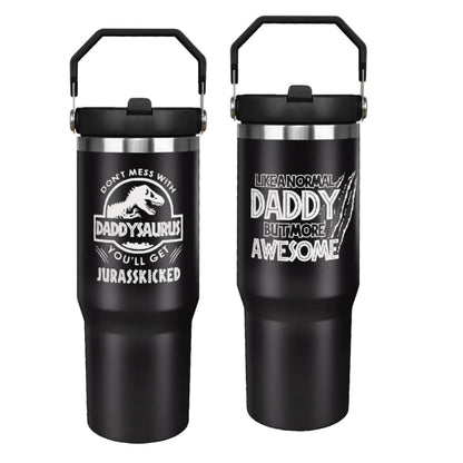 Father''s Day Gifts for Dad 30oz Tumbler with Handle and Straw Vacuum Insulated Water Bottle Stainless Steel, Leak Proof Travel Mug Proud Papa Cup for Men Birthday Christmas Gift from Daughter Son