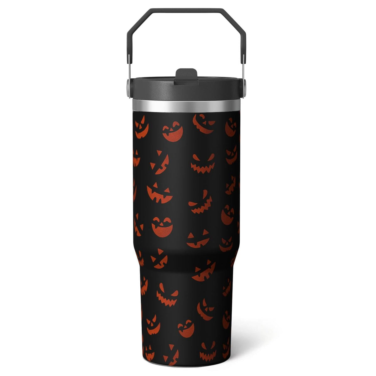 1pc Halloween Bat 30oz Tumbler with Straw & Handle - Insulated - Reusable Stainless Steel Cup
