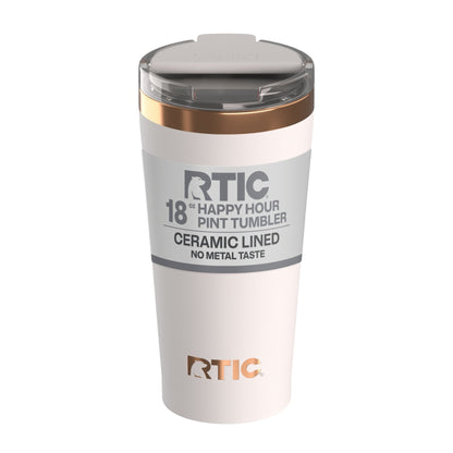 RTIC 18 oz Ceramic Lined Insulated Happy Hour Pint Tumbler, Leak - Insulated Travel Tumbler Cup