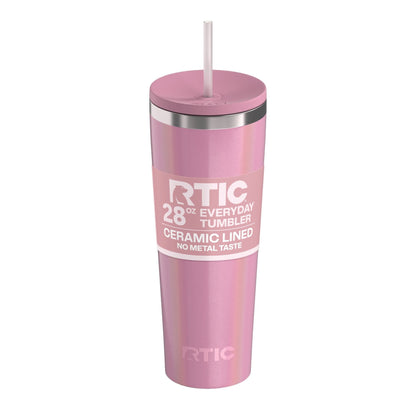 RTIC 28 oz Ceramic Lined Everyday Tumbler, Spill-Resistant Straw Lid, Marine - Insulated Travel Tumbler Cup