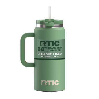 RTIC 64 oz Ceramic Lined Road Trip Tumbler with Handle - Insulated Travel Tumbler Cup
