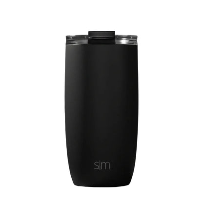 Simple Modern 16oz Voyager Travel Mug Tumbler w/ Clear Flip Lid & Straw - Coffee Cup Vacuum Insulated Flask 18/8 Stainless Steel Hydro Water Bottle -Midnight Black
