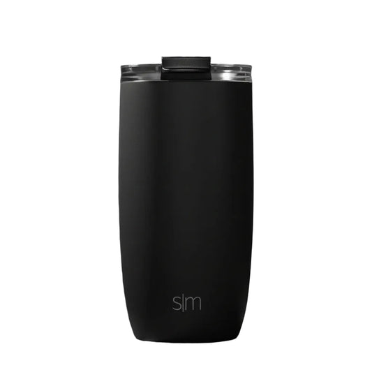 Simple Modern 16oz Voyager Travel Mug Tumbler w/ Clear Flip Lid & Straw - Coffee Cup Vacuum Insulated Flask 18/8 Stainless Steel Hydro Water Bottle -Midnight Black
