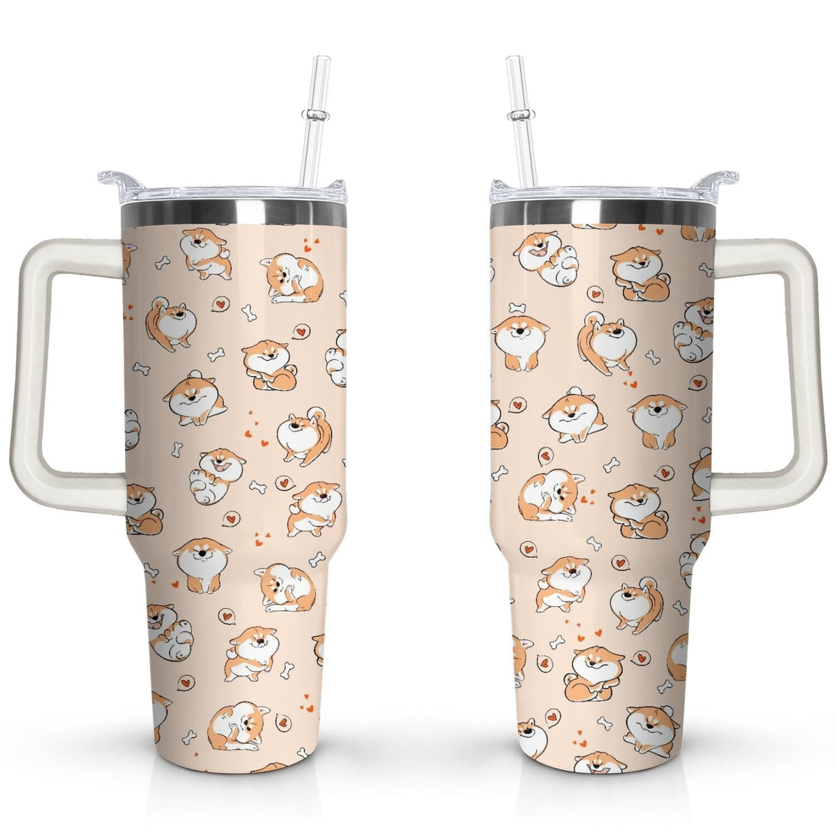 Gift for Dog Lovers Cute Dog Tumbler for Women - 40oz - Insulated Travel Tumbler Cup