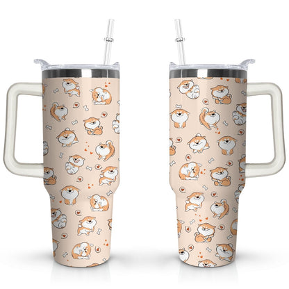 Gift for Dog Lovers Cute Dog Tumbler for Women - 40oz - Insulated Travel Tumbler Cup