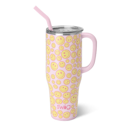 Swig Life 40oz Mega Mug | Insulated Stainless Steel Tumbler with Handle | Oh Happy Day