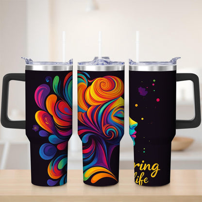 Premium Vibrant Abstract Swirl Stainless Steel Tumbler, 30oz - Insulated Travel Tumbler Cup