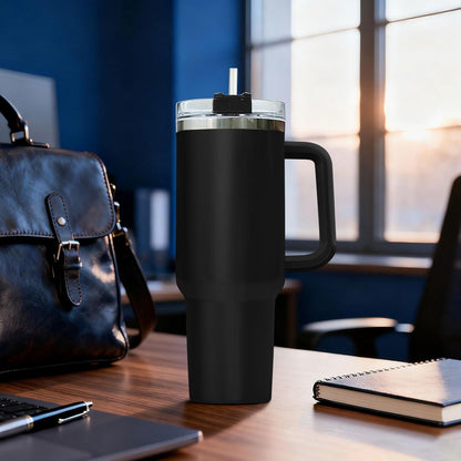 Liber Tea Tumbler 40oz with Handle and Straw, Patriotic Tea Vacuum Insulated Travel Gaming Cup, Gamer Gifts for Father''s Day - Cool Birthday Present for Him, Men & Daddy