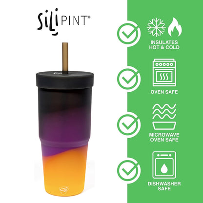 Silipint: Silicone 32oz Straw Tumblers: 2 Pack - Sun Storm